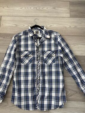 D&G Men’s Navy and White Plaid Button-Down Shirt